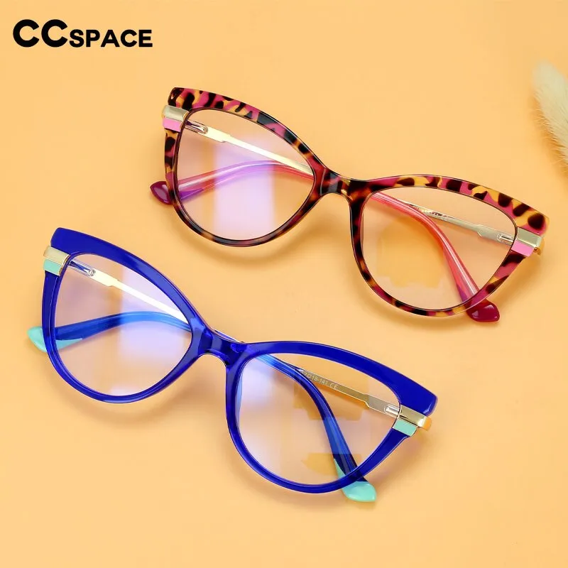 CCspace Women's Full Rim Square Cat Eye Tr 90 Titanium Eyeglasses 55706