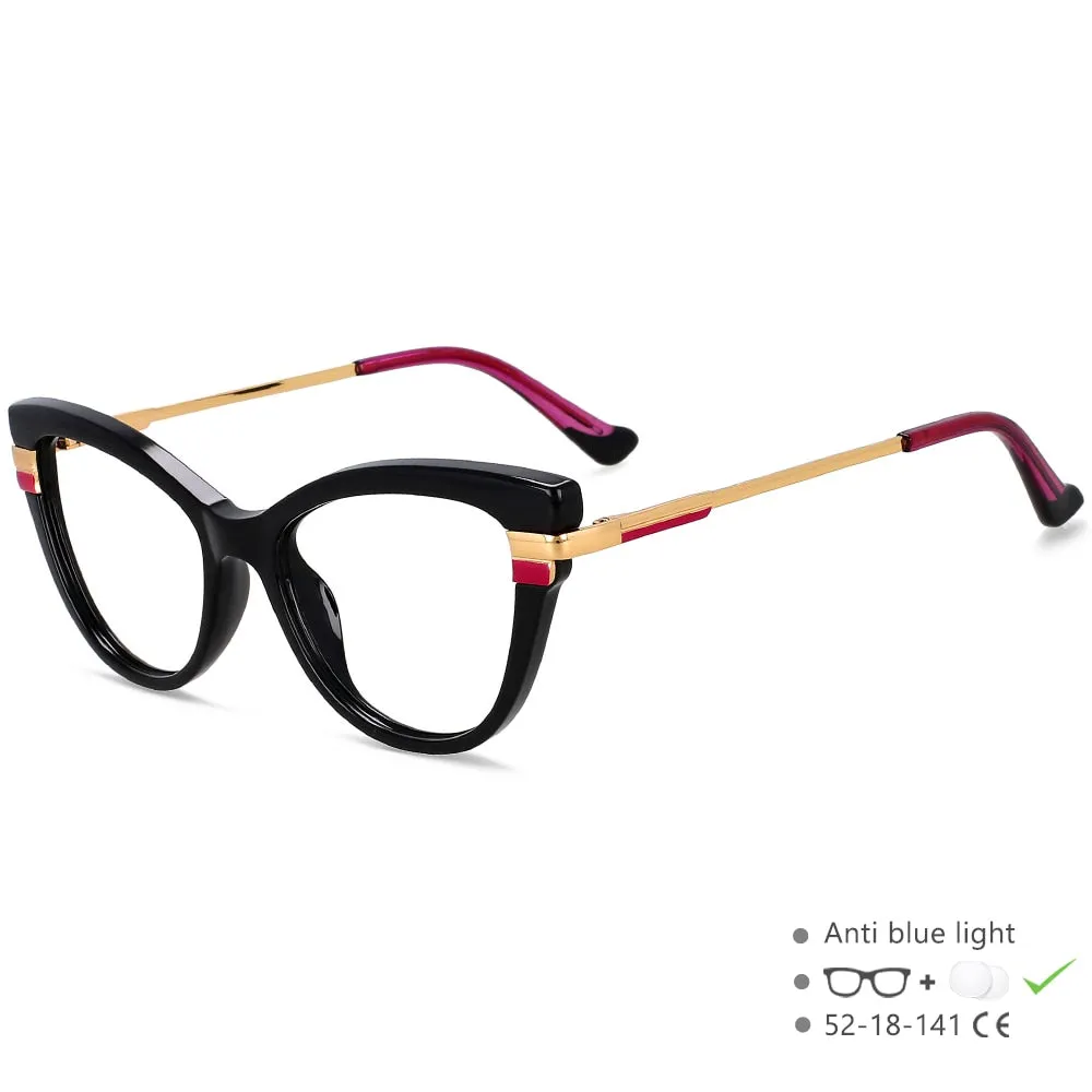 CCspace Women's Full Rim Square Cat Eye Tr 90 Titanium Eyeglasses 55706