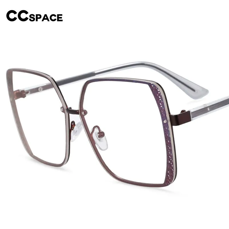 CCspace Women's Full Rim Square Hollow Alloy Frame Eyeglasses 54205