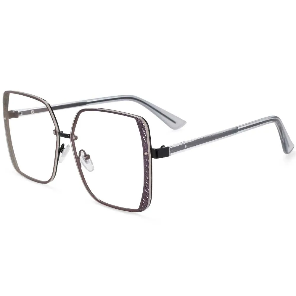 CCspace Women's Full Rim Square Hollow Alloy Frame Eyeglasses 54205