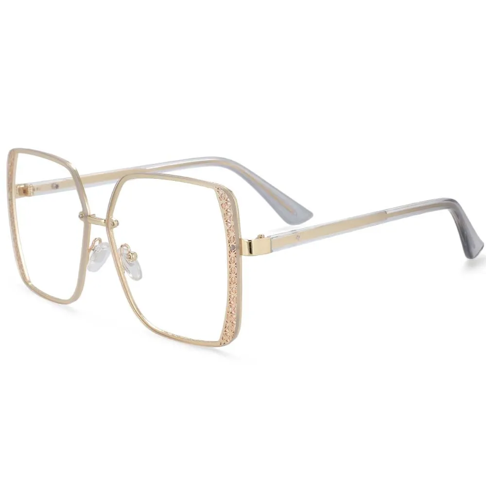 CCspace Women's Full Rim Square Hollow Alloy Frame Eyeglasses 54205