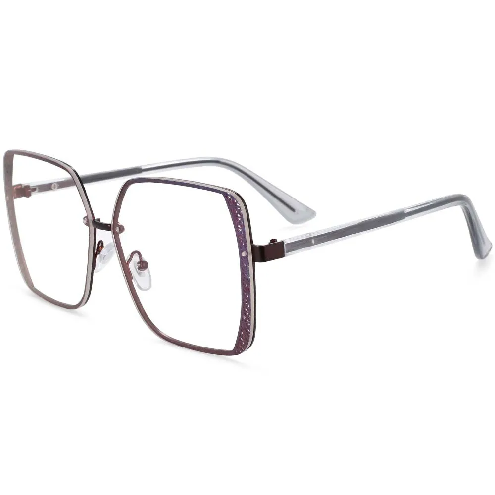 CCspace Women's Full Rim Square Hollow Alloy Frame Eyeglasses 54205