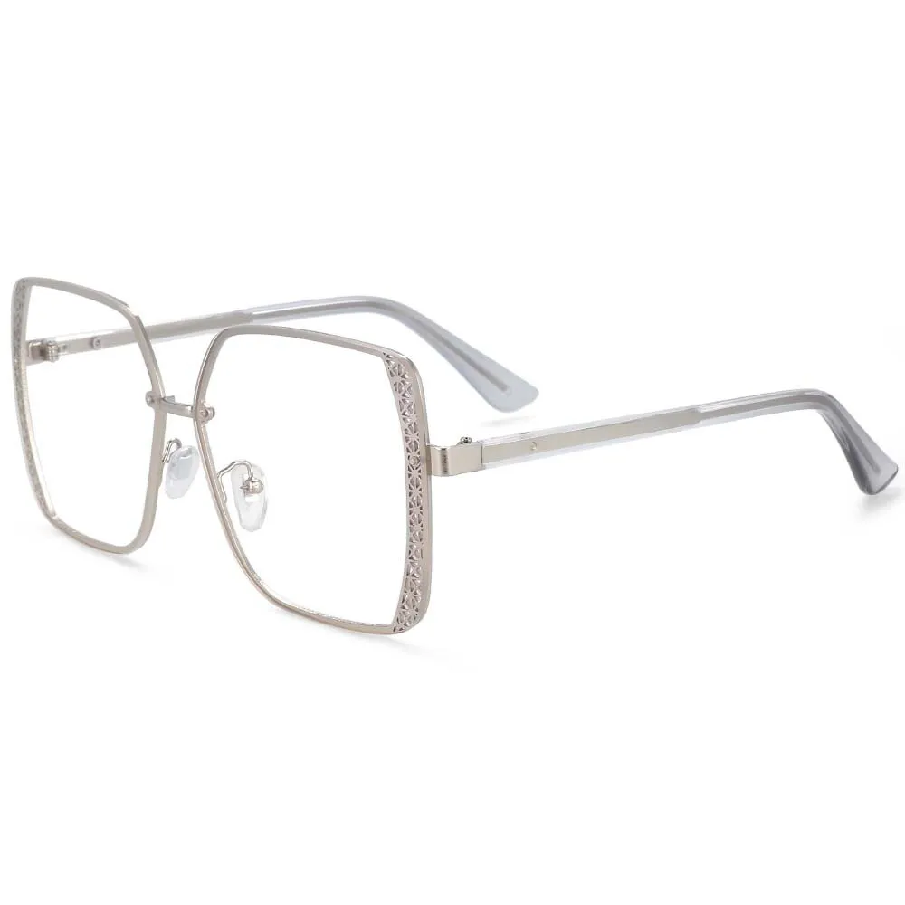 CCspace Women's Full Rim Square Hollow Alloy Frame Eyeglasses 54205