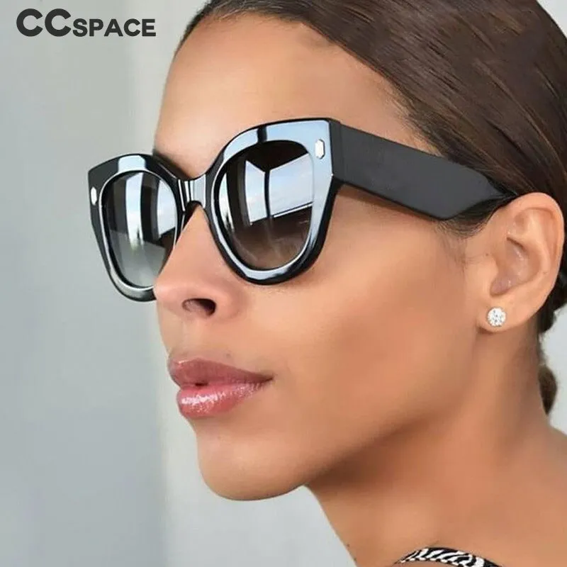 CCspace Women's Full Rim Square Resin Wide Leg Frame Gradient Sunglasses 46678