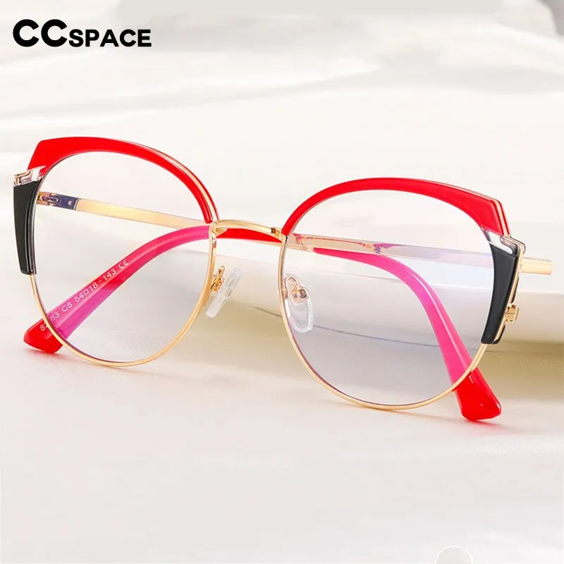 CCspace Women's Full Rim Square Tr 90 Titanium Eyeglasses 55383