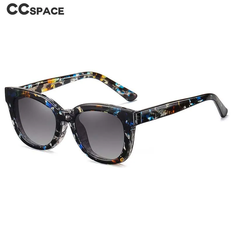 CCspace Women's Full Rim Square Tr 90 Titanium Eyeglasses With Clip On Sunglasses 55109