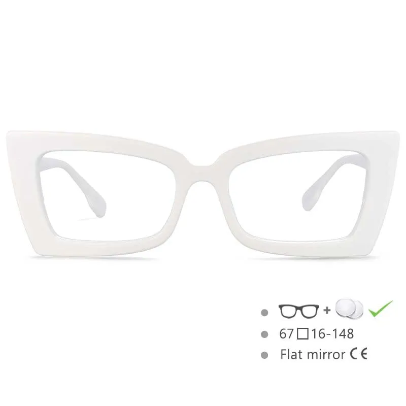 CCspace Women's Oversized Rectangle Cat Eye Resin Frame Eyeglasses 54536