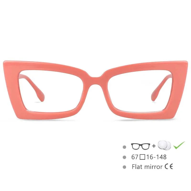 CCspace Women's Oversized Rectangle Cat Eye Resin Frame Eyeglasses 54536