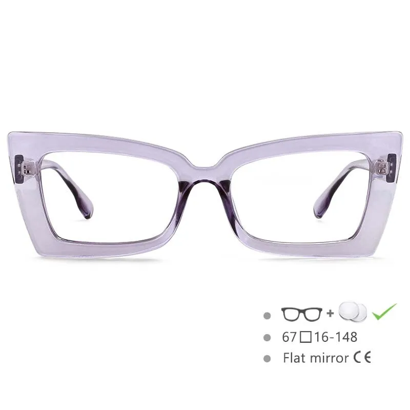 CCspace Women's Oversized Rectangle Cat Eye Resin Frame Eyeglasses 54536