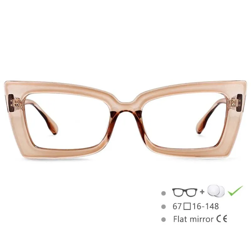 CCspace Women's Oversized Rectangle Cat Eye Resin Frame Eyeglasses 54536