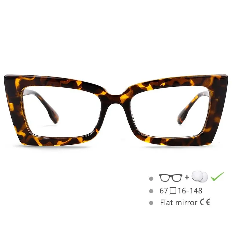 CCspace Women's Oversized Rectangle Cat Eye Resin Frame Eyeglasses 54536