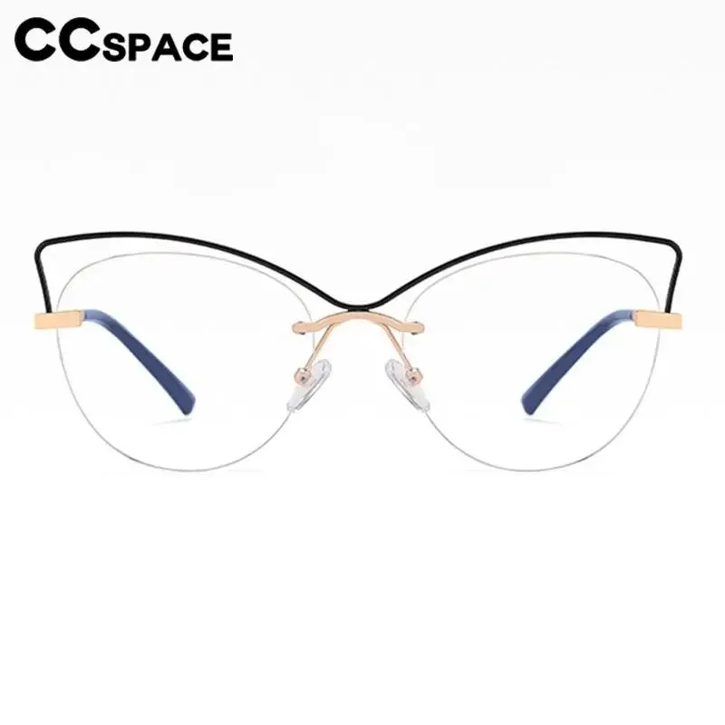 CCspace Women's Semi Rim Cat Eye Alloy Eyeglasses 57026