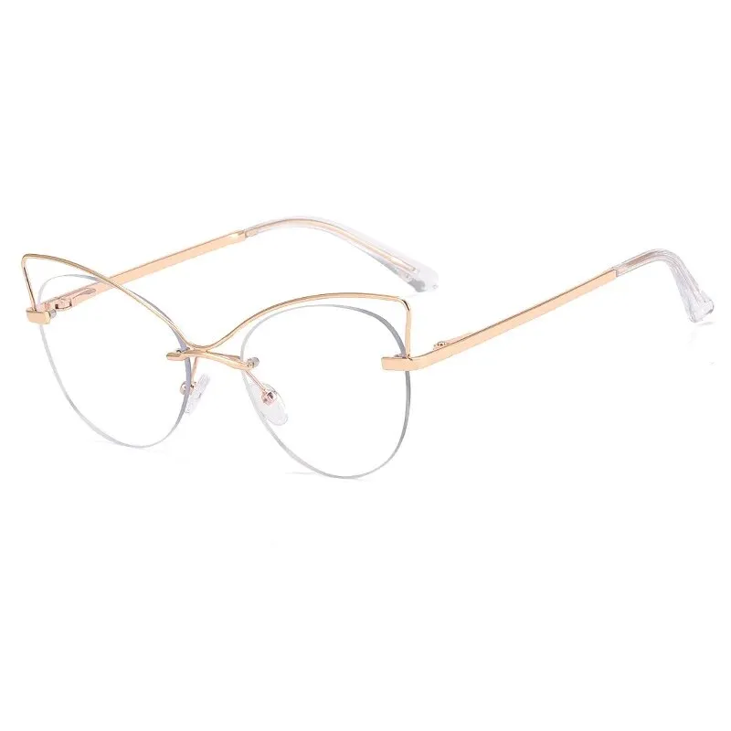 CCspace Women's Semi Rim Cat Eye Alloy Eyeglasses 57026