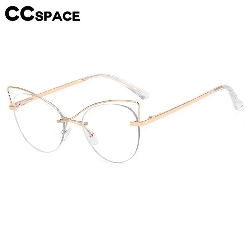 CCspace Women's Semi Rim Cat Eye Alloy Eyeglasses 57026