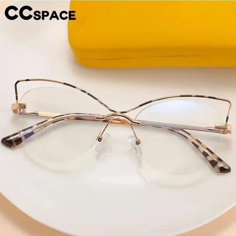 CCspace Women's Semi Rim Cat Eye Alloy Eyeglasses 57026