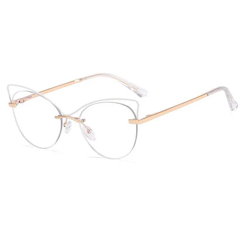 CCspace Women's Semi Rim Cat Eye Alloy Eyeglasses 57026