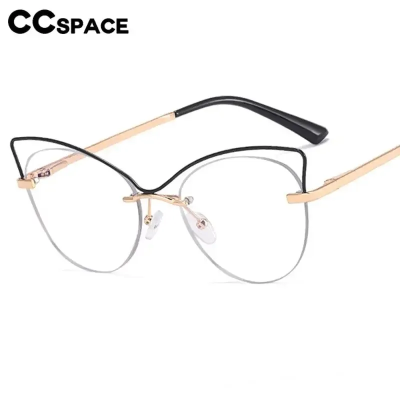 CCspace Women's Semi Rim Cat Eye Alloy Eyeglasses 57026