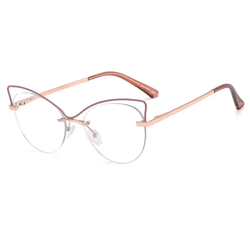 CCspace Women's Semi Rim Cat Eye Alloy Eyeglasses 57026