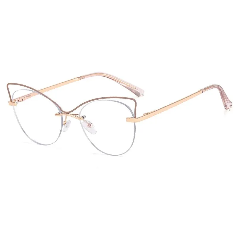 CCspace Women's Semi Rim Cat Eye Alloy Eyeglasses 57026