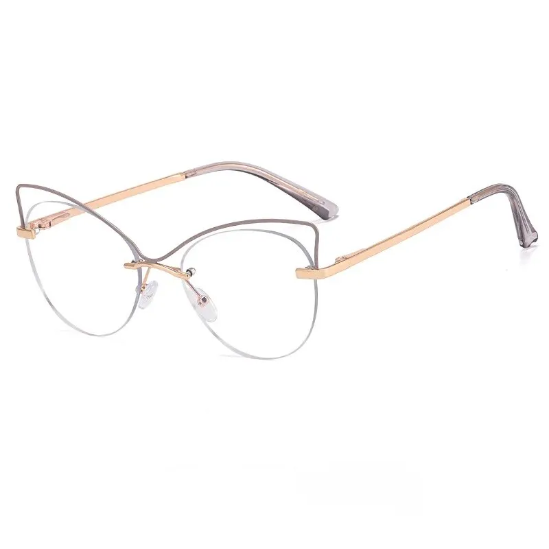 CCspace Women's Semi Rim Cat Eye Alloy Eyeglasses 57026