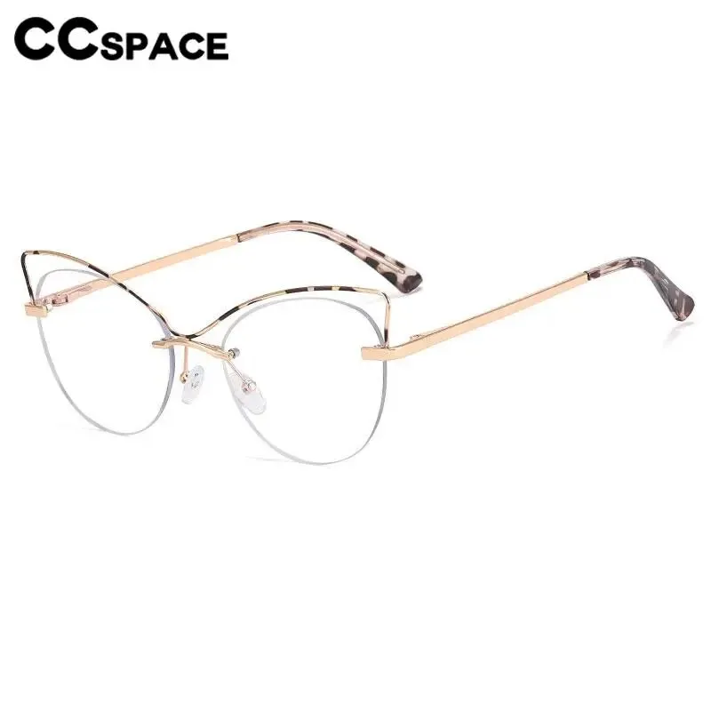 CCspace Women's Semi Rim Cat Eye Alloy Eyeglasses 57026