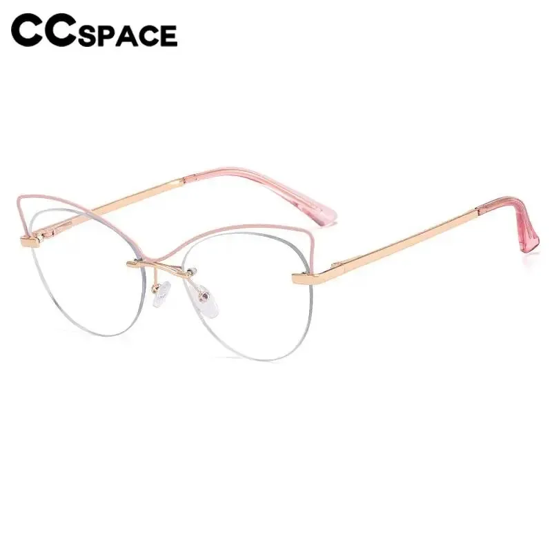 CCspace Women's Semi Rim Cat Eye Alloy Eyeglasses 57026