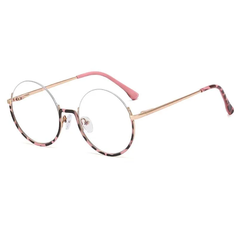 CCspace Women's Semi Rim Round Alloy Acetate Eyeglasses 54997