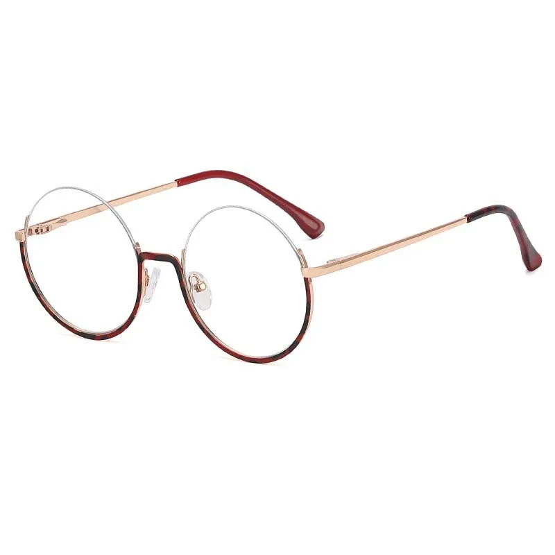 CCspace Women's Semi Rim Round Alloy Acetate Eyeglasses 54997