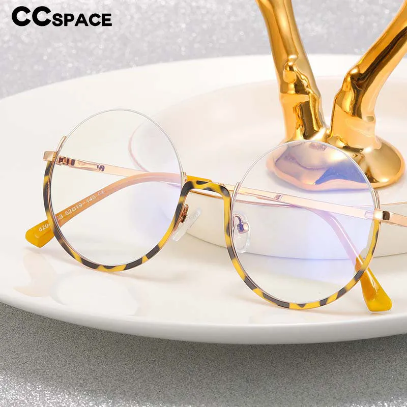 CCspace Women's Semi Rim Round Alloy Acetate Eyeglasses 54997