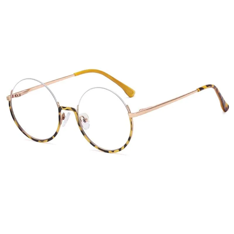 CCspace Women's Semi Rim Round Alloy Acetate Eyeglasses 54997