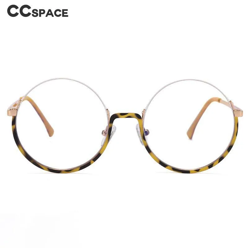 CCspace Women's Semi Rim Round Alloy Acetate Eyeglasses 54997