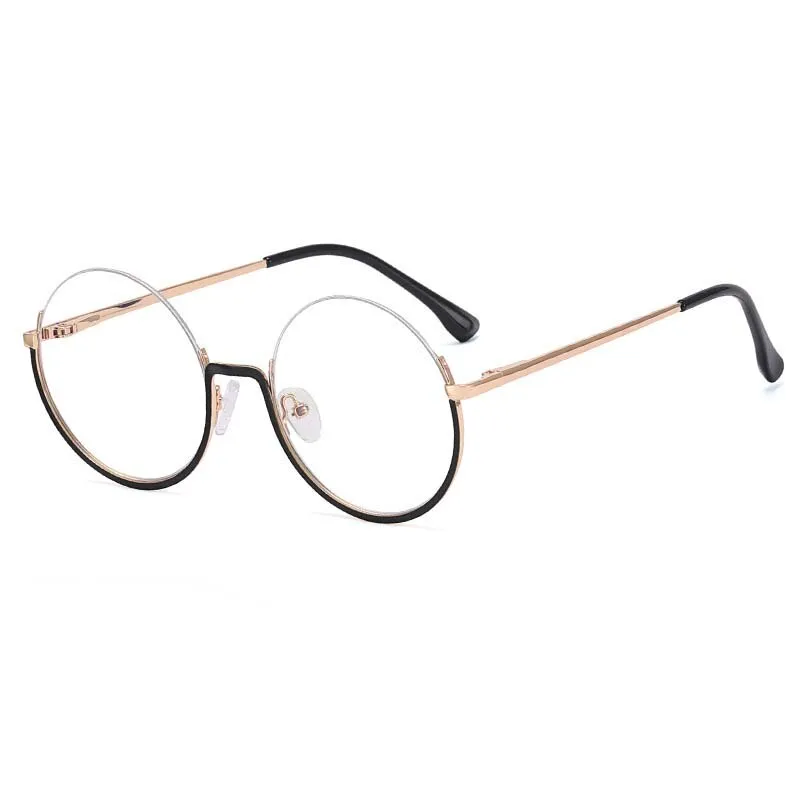 CCspace Women's Semi Rim Round Alloy Acetate Eyeglasses 54997