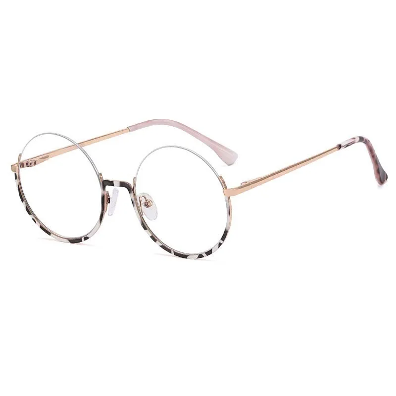 CCspace Women's Semi Rim Round Alloy Acetate Eyeglasses 54997