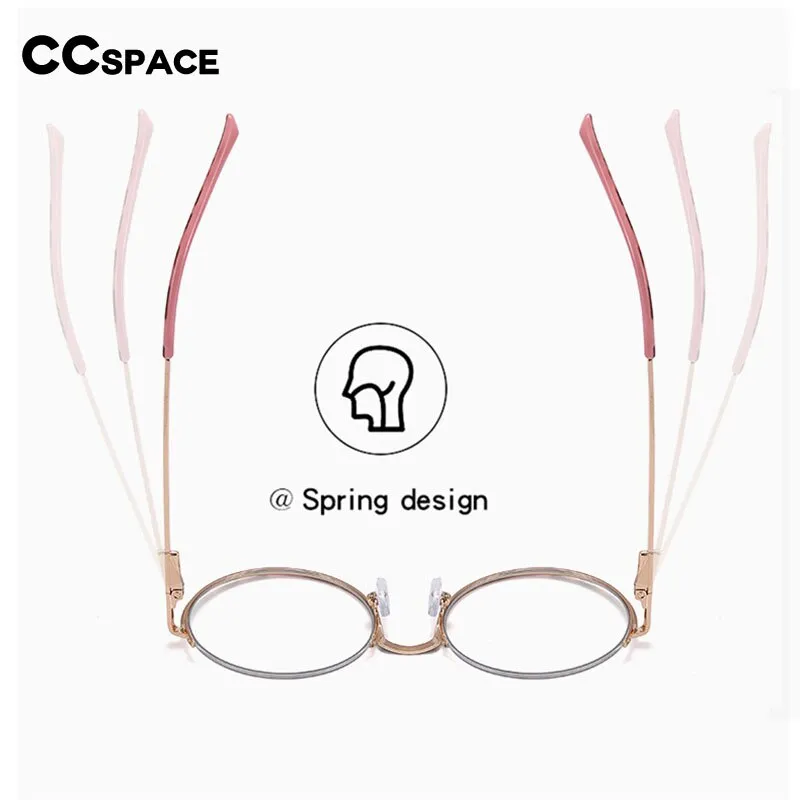 CCspace Women's Semi Rim Round Alloy Acetate Eyeglasses 54997