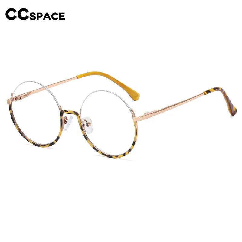 CCspace Women's Semi Rim Round Alloy Acetate Eyeglasses 54997