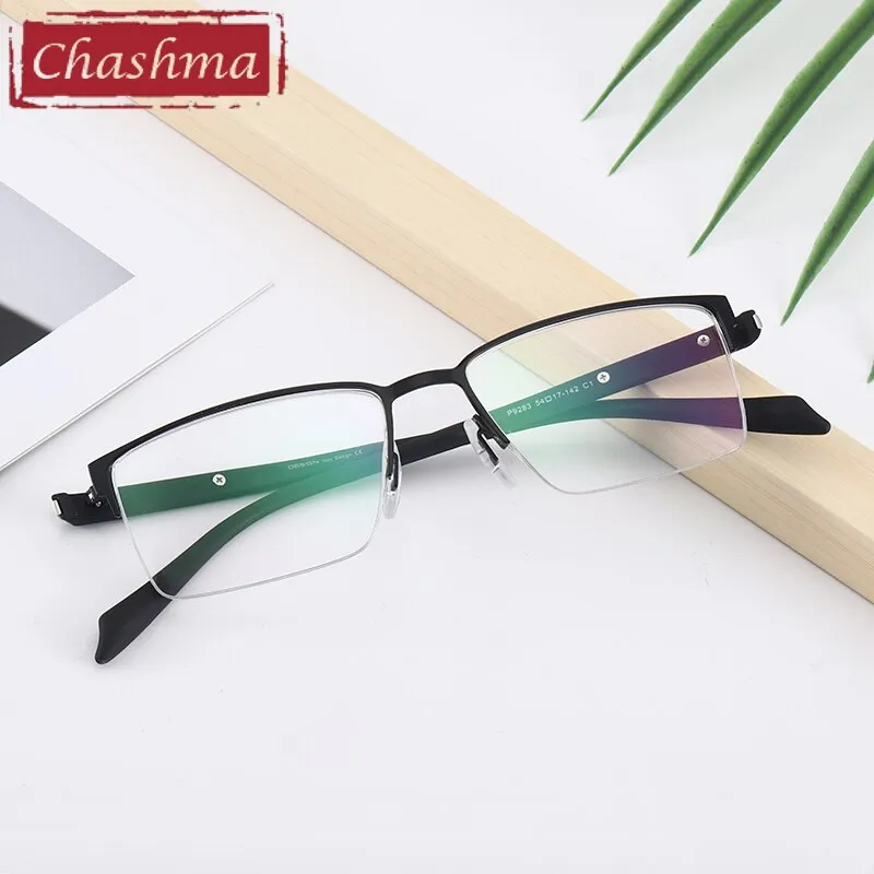 Chashma Men's Semi Rim Square Titanium Alloy Eyeglasses 9283