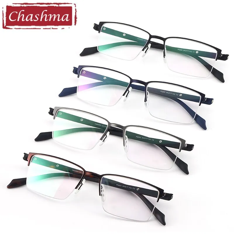 Chashma Men's Semi Rim Square Titanium Alloy Eyeglasses 9283