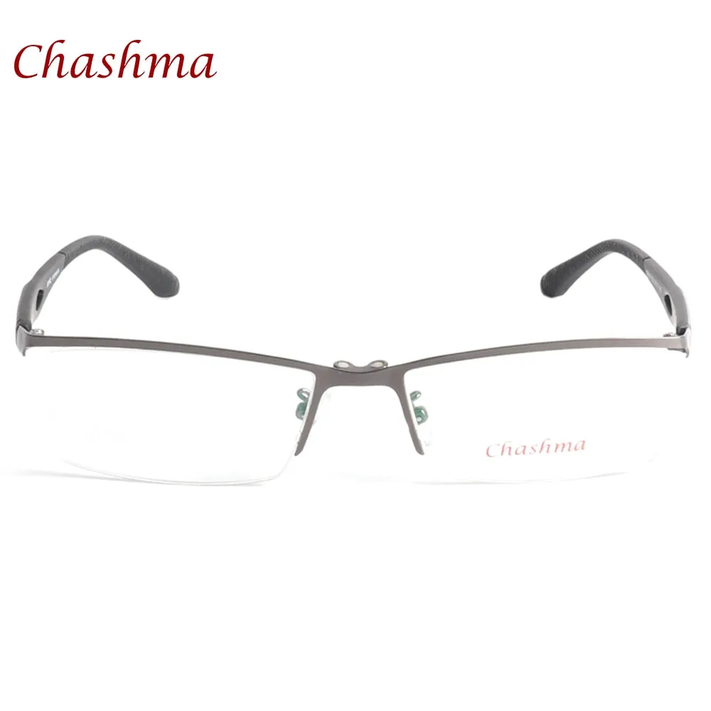 Chashma Ochki Men's Semi Rim Rectangle Alloy Eyeglasses Clip On Polarized Sunglasses 9320