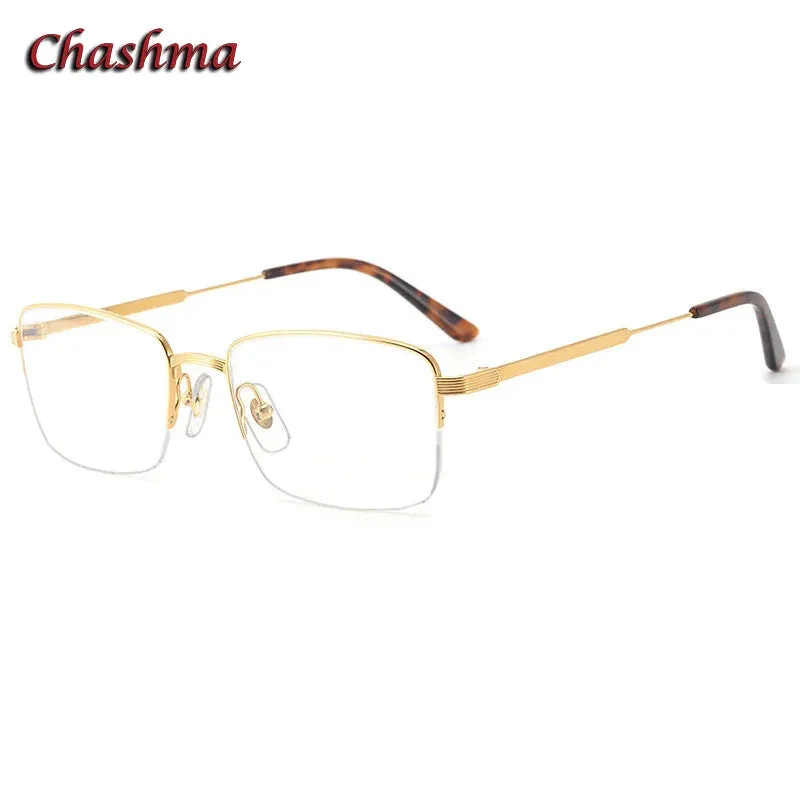 Chashma Ochki Men's Semi Rim Square Titanium Eyeglasses 0348