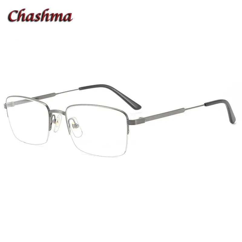 Chashma Ochki Men's Semi Rim Square Titanium Eyeglasses 0348