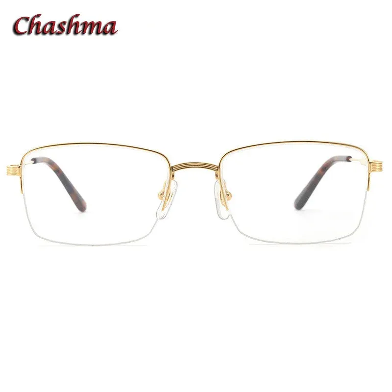 Chashma Ochki Men's Semi Rim Square Titanium Eyeglasses 0348