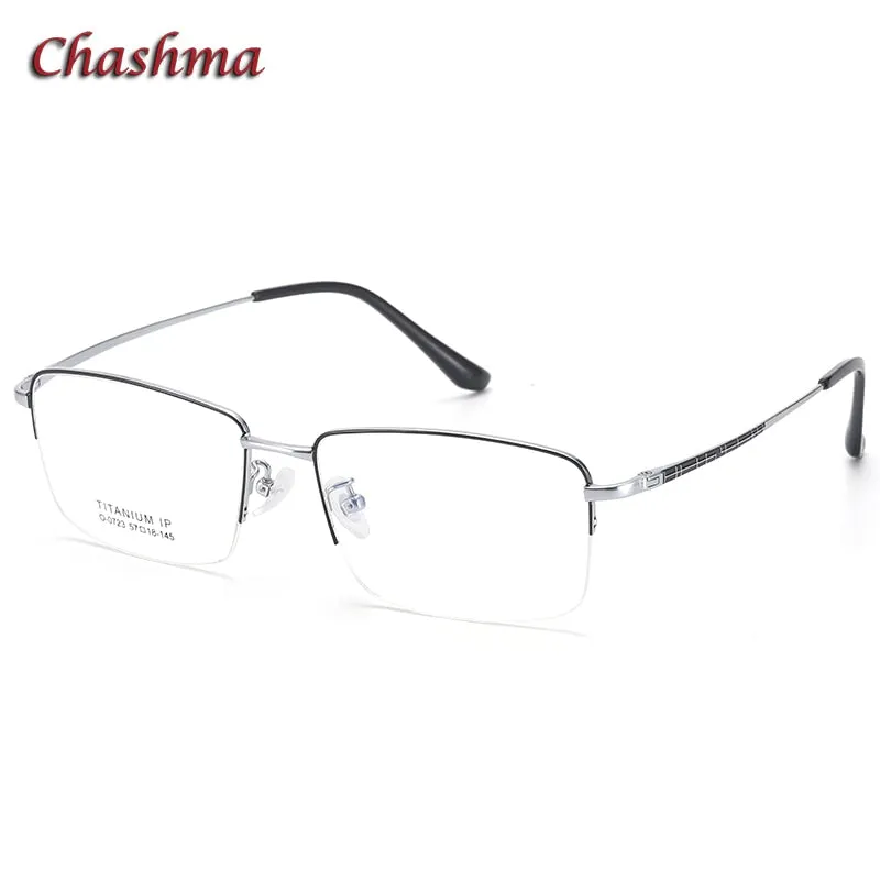 Chashma Ochki Men's Semi Rim Square Titanium Eyeglasses 0723