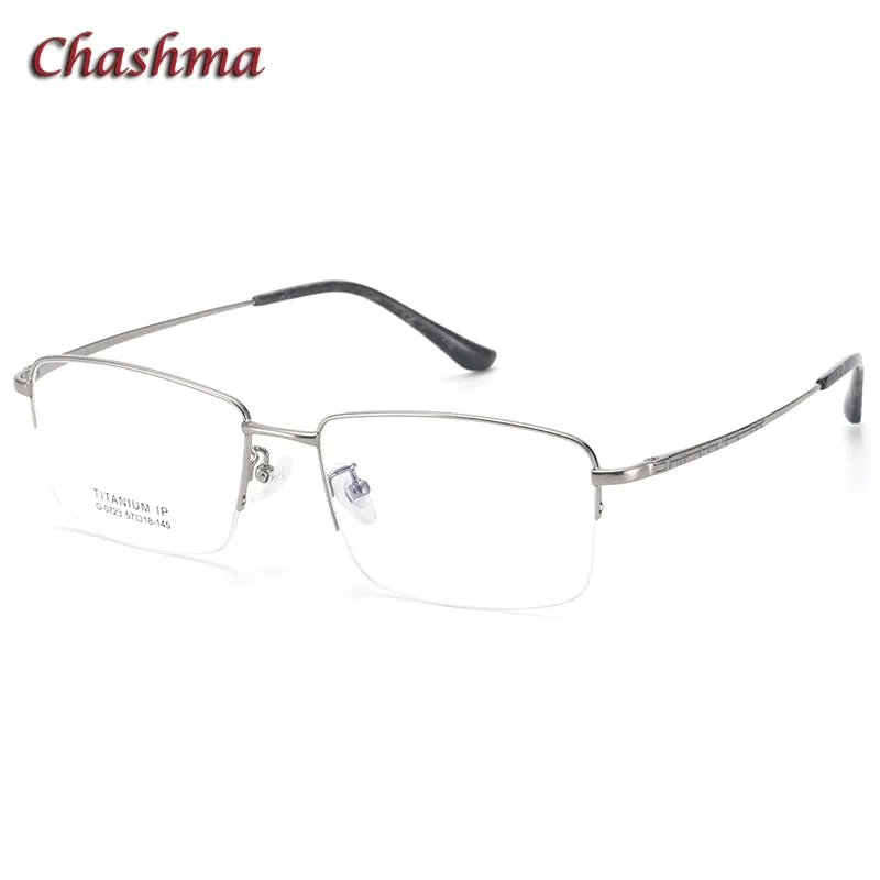 Chashma Ochki Men's Semi Rim Square Titanium Eyeglasses 0723