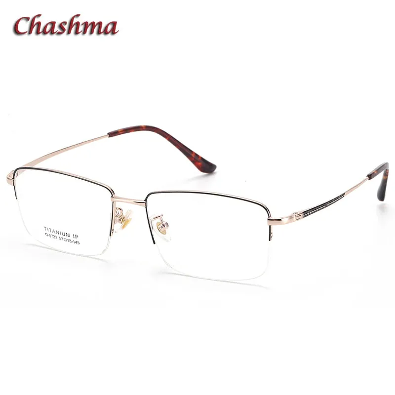 Chashma Ochki Men's Semi Rim Square Titanium Eyeglasses 0723