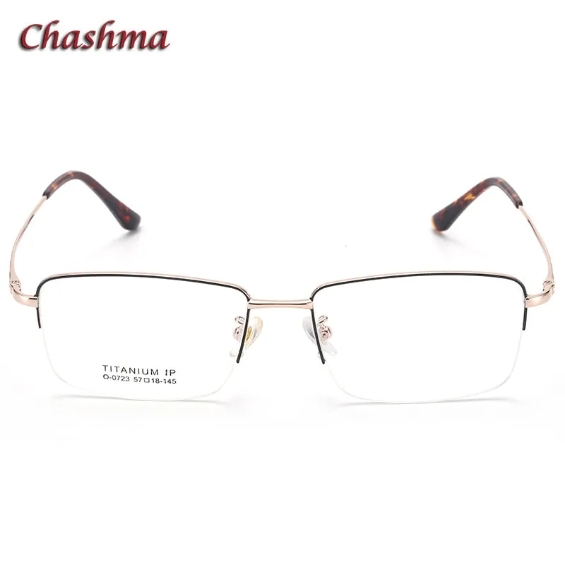 Chashma Ochki Men's Semi Rim Square Titanium Eyeglasses 0723