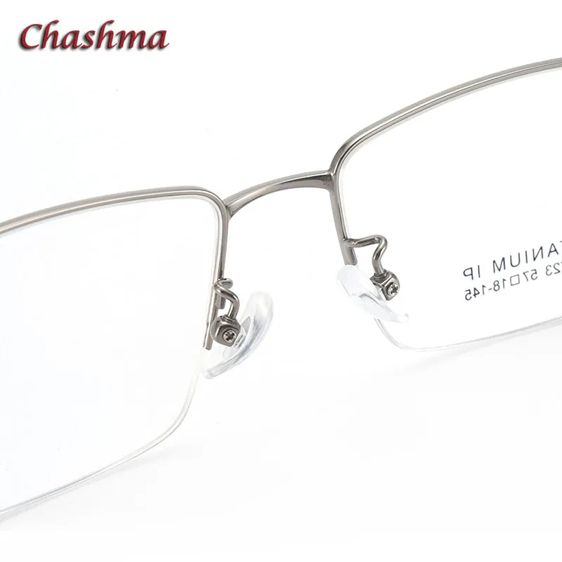 Chashma Ochki Men's Semi Rim Square Titanium Eyeglasses 0723