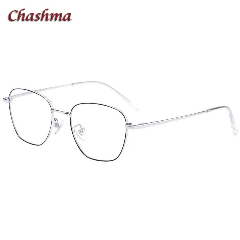 Chashma Ochki Unisex Full Rim Irregular Square Titanium Eyeglasses 9026