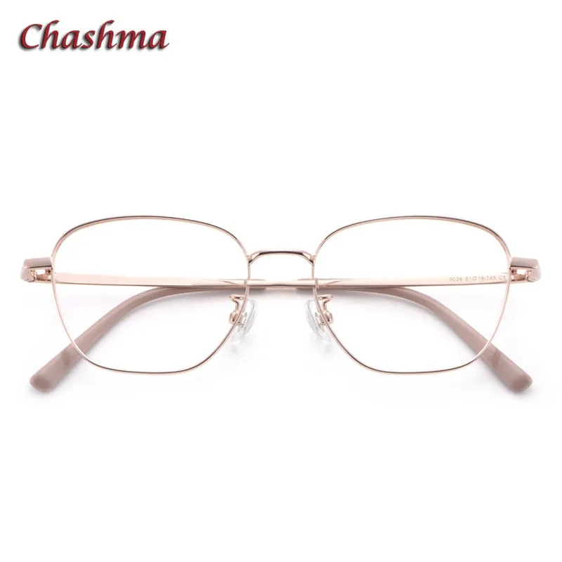 Chashma Ochki Unisex Full Rim Irregular Square Titanium Eyeglasses 9026