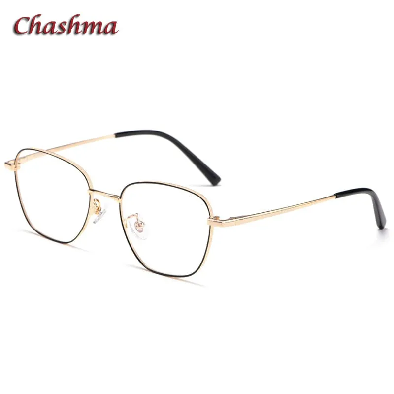 Chashma Ochki Unisex Full Rim Irregular Square Titanium Eyeglasses 9026