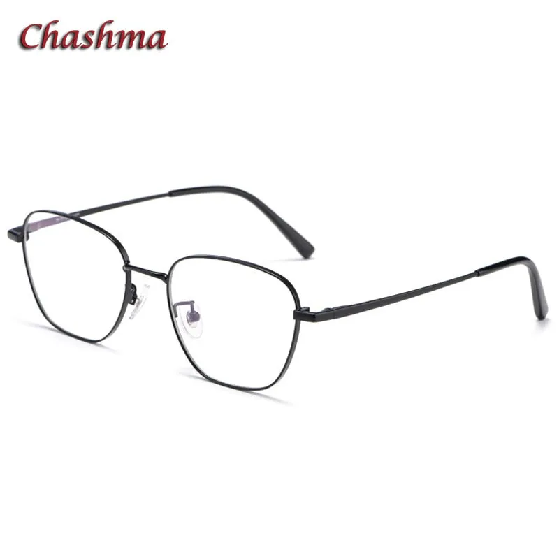 Chashma Ochki Unisex Full Rim Irregular Square Titanium Eyeglasses 9026